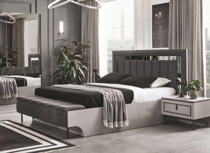 Schlafzimmer Set Modern Bett und 2x Nachttische Luxus Komplette Sets 3tlg